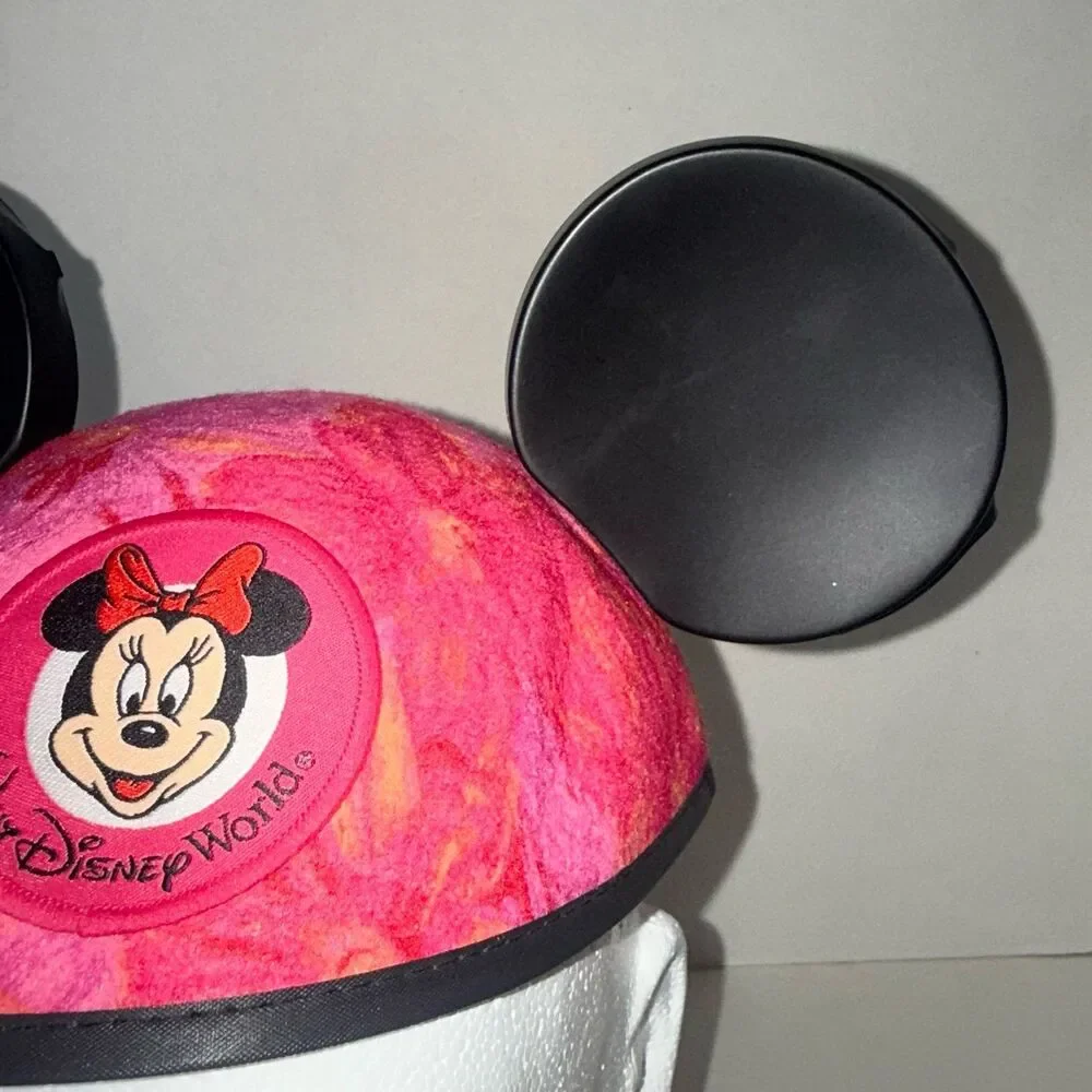 Walt Disney World EAR Hat Minnie Mouse Pink Floral Cap Adult Size